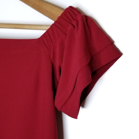Bar III | Red Asymmetrical One Shoulder Blouse XS - Picture 4 of 8